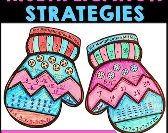 Vintermultiplikationsövningsmatte för årskurs 3, roliga snödagsmattemålningsvantar, flyt i multiplikationsfakta