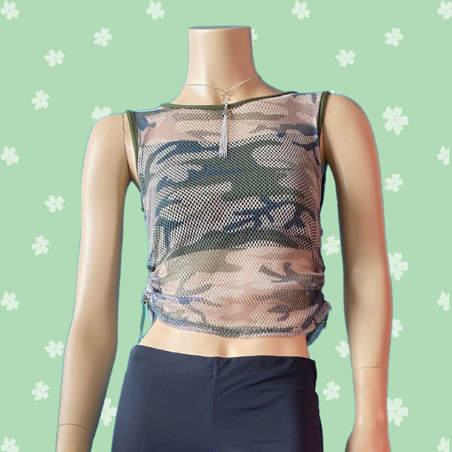 Camouflage Tank Top With Ruched Sides Etsy