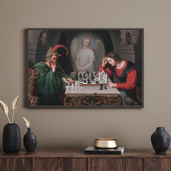 Checkmate (The Chess Players) Fine Art Print by Friedrich August Moritz Retzsch - Chess, Spiritual Art, Classic Art, Museum Art Print
