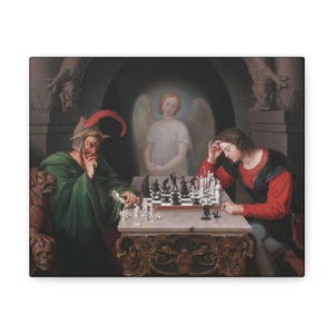 Xeque-mate (Os jogadores de xadrez) Impressão de belas artes por Friedrich August Moritz Retzsch - Xadrez, Arte espiritual, Arte clássica, Impressão de arte em tela