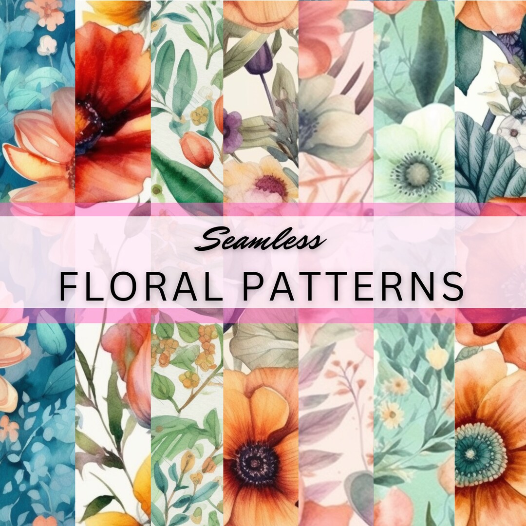 Watercolor Floral Digital Paper - SEAMLESS - Variety Watercolor Flower ...