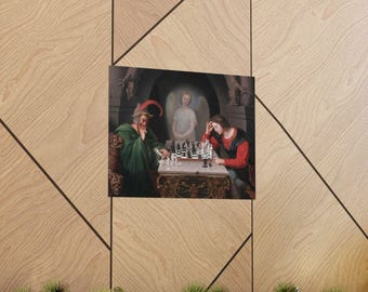 Jaque Mate (Los Ajedrecistas) Lámina artística de Friedrich August Moritz Retzsch - Ajedrez, Arte Espiritual, Arte Clásico