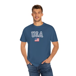 コンフォート カラーズ USA 国旗シャツ、独立記念日シャツ、ビッグ USA T シャツ、コンフォート カラーズ USA 国旗 T シャツ、USA コンフォート カラーズ T シャツ、USA シャツ