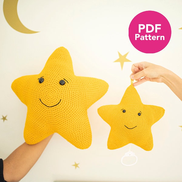 Patron au crochet Dream Cushion & Music Box Star - PDF TÉLÉCHARGEMENT NUMÉRIQUE