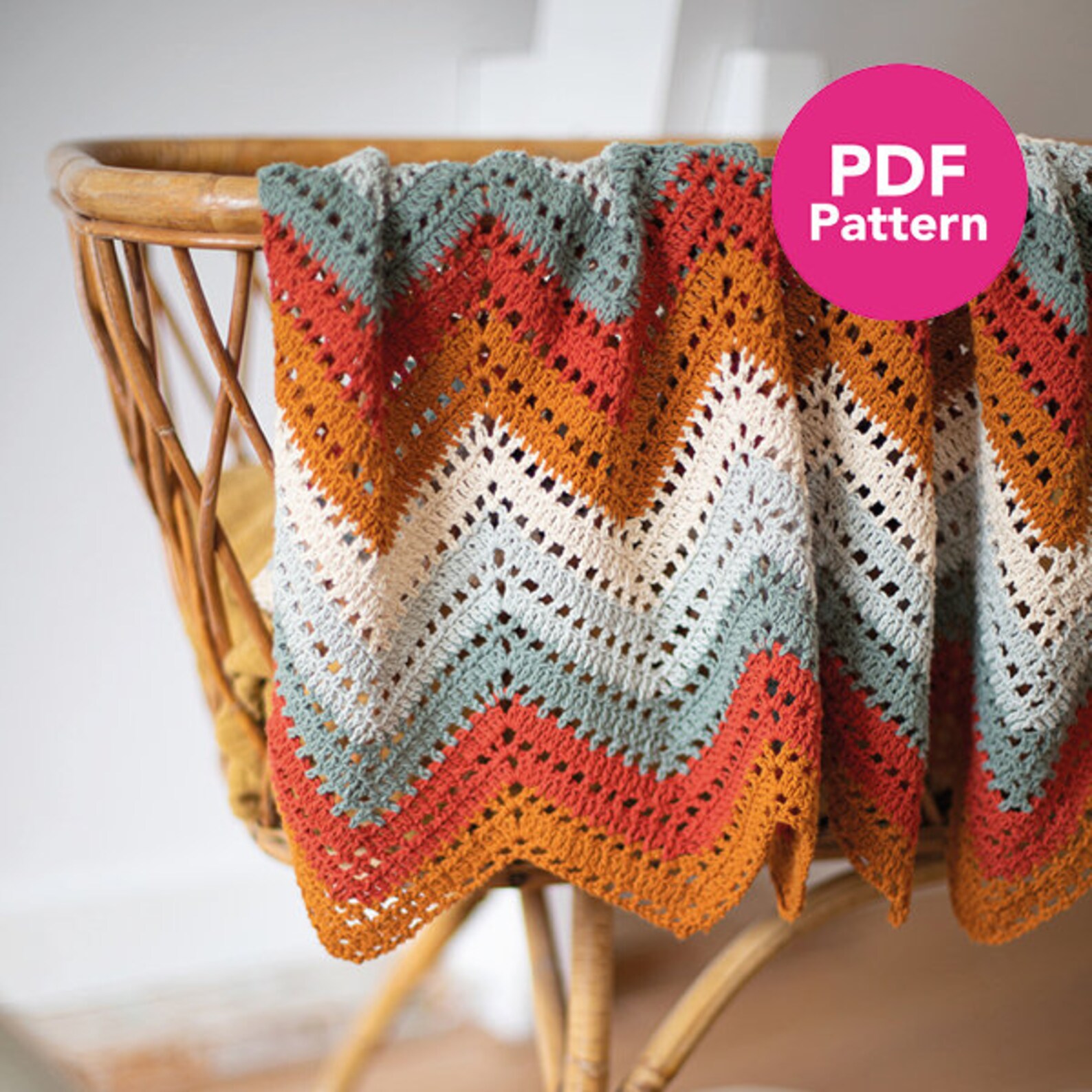 Crochet Pattern Organic Cotton Ripple Baby Blanket PDF DIGITAL DOWNLOAD ...