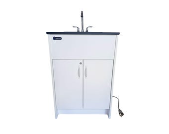 Ozark River Portable Sinks Essential Series, White Cabinet-Stainless Basin, 110v Portable Hand Washing Sink, Portable Hand Washing Station