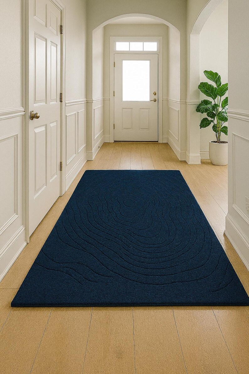 Organic Contour Rug Blue Abstract Wool Rug: Hand Tufted Organic Contour Design - Etsy