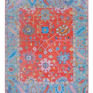 Exquisiter Rosa Oushak Stil Handgeknüpfter Teppich 4x6, 5x8, 6x9, 8x10, 9x12, 10 x 14 ft Handgefertigte Teppiche für Wohnzimmer - Antiker Zeitgenössischer Teppich