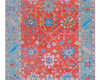 Wool Rug, | Hand-Knotted Wool, Modern Boho Pink Rug for living decor