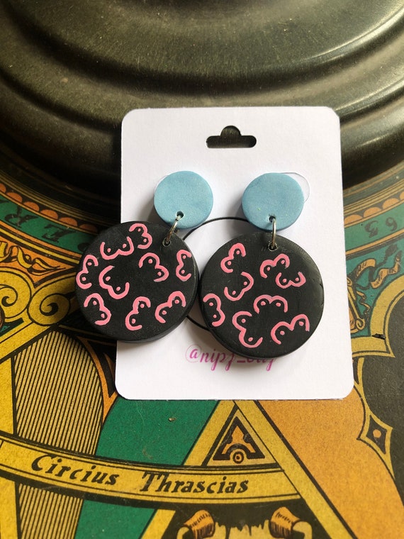 Clay boob earrings deals