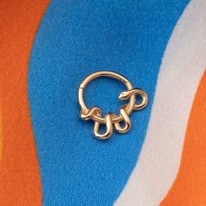 14K Gold Schlange Clicker Piercing - Gold Septum Ring, Daith Ring, Knorpel Ring, Helix Ring, Geschenk für Sie, Geschenk für Mama