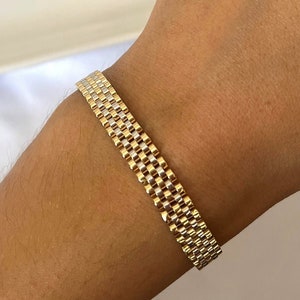 14K Solid Gold Chain Bracelet, Solid Gold Bismark Chain Bracelet, Link Chain Bracelet, Dainty Chain Bracelet, Gift for Her