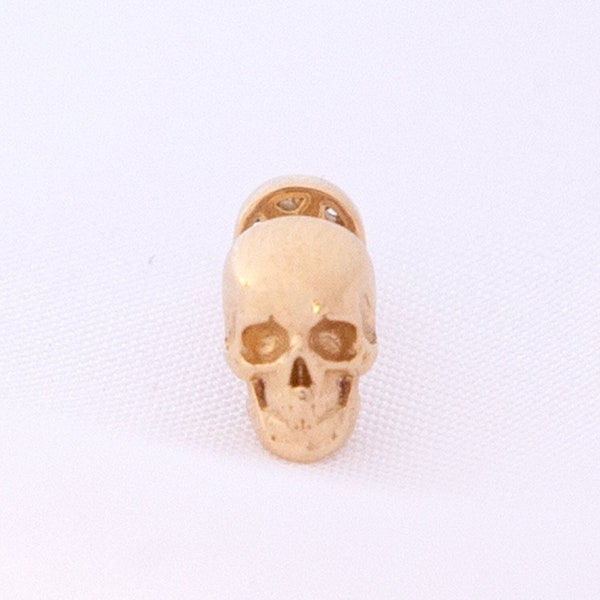 14K Solid Gold Skull Piercing, Gold Skull Tragus Piercing, Gold Skull Stud Piercing, Ear Piercing, Skull Stud Earring, 18G Skull Piercing