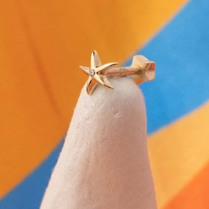 Piercing tragus de estrela do mar em ouro maciço 14K, piercing de pino, piercing de orelha, piercings Cz, brinco de cartilagem, piercing minimalista de estrela tragus