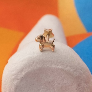 14K Gold Dog Tragus Piercing for Stylish Elegance - Gold Puppy Stud Piercing - Gold Daith Earring