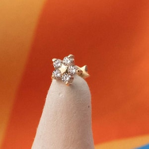 Piercing de estrela em ouro real 14K - Brinco Tragus de ouro - Brinco de estrela de cartilagem Daith - Piercing de estrela de diamante - Brincos de estrela de ouro