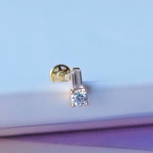 14k Gelb Gold Solitär Ohrringe, Gold Screw Back Ohrringe, 14K Cz Ohrstecker, Gold Cz Ohrringe, Solid Gold Solitaire Cz Ohrringe