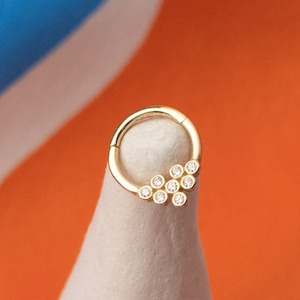 14K Solid Gold Piercing Jewelry Collection | Daith Septum Tribal Clicker, Nose Piercing, Diamond Hoop Earring, Daith Ring, Rook Ring