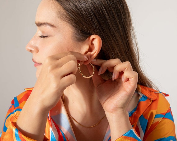 Orecchini Donna Cerchio In Oro Giallo E Bianco Diamantati - Gioielleria