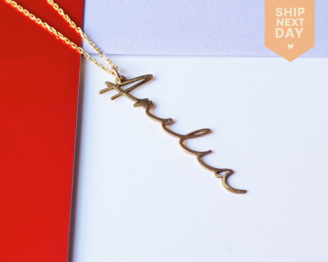 14k solid gold cursive name necklace daughter name necklace signature