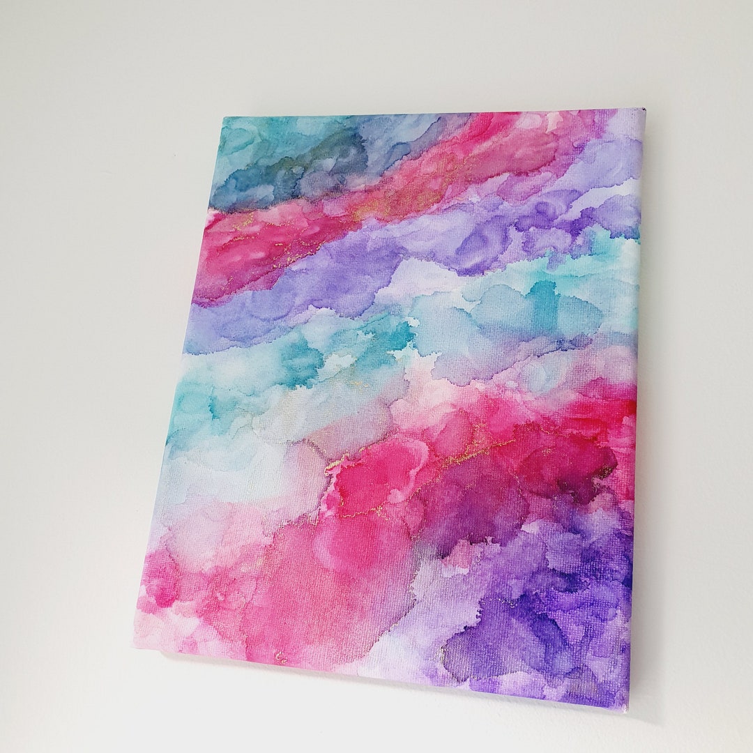 Unique Abstract Painting on Canvas, Alcohol Ink Painting, Contemporary