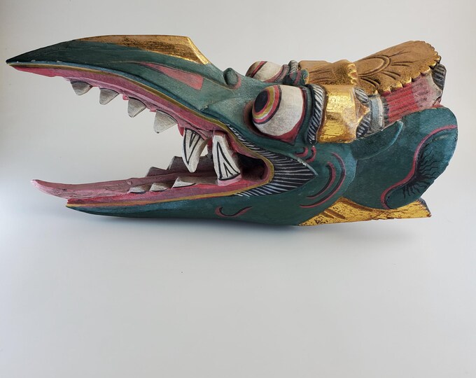 Vintage Balinese Carved Wood Garuda Mask for Wall Mounting. Weathered ...