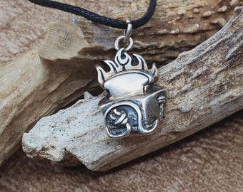 Custom 925 Sterling Silver Flaming Toaster Charm Pendant Necklace. Perfect Mid Life Crisis Charm Dumpster Fire!