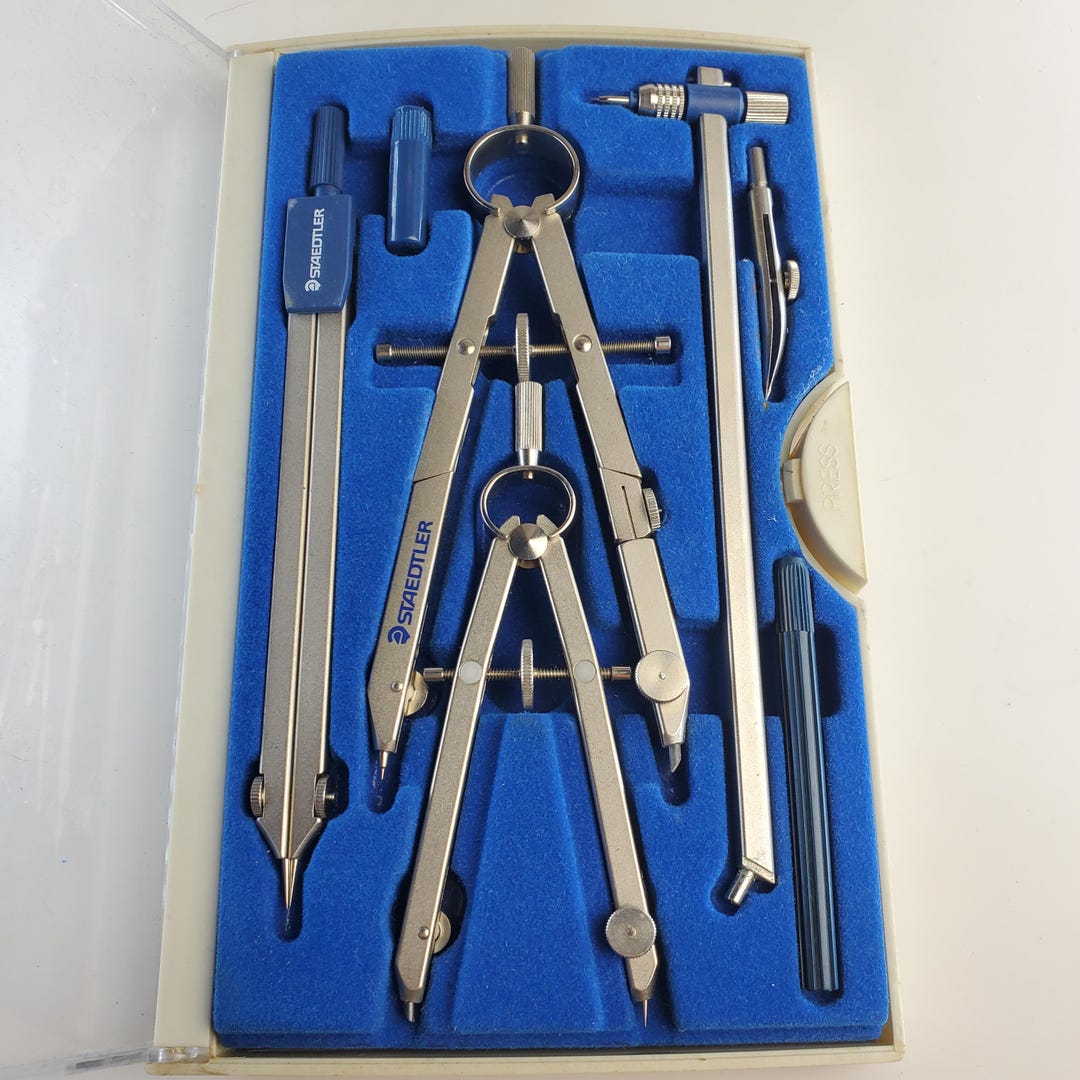 Vintage Staedtler Mars Superbow 7 Piece Compass Drawing Set Made in ...