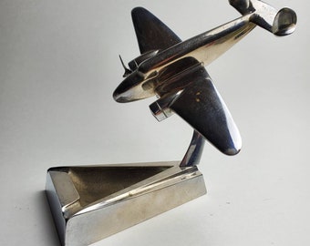 Cenicero vintage Art Déco Nouveau Lockheed 12 Electra Junior Aviation de aluminio fundido