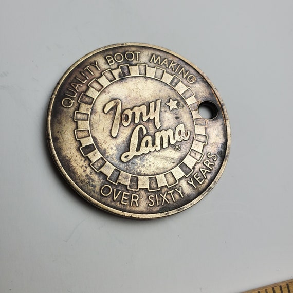 Rare Vintage 1971 Tony Lama Boot Company Brass Keycha… Gem