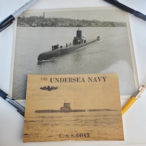 Extremely Rare & Hard to Find 1950&#39;s United States Navy USS Odax SS-484 Information Pamphlet and Original Navy Photo