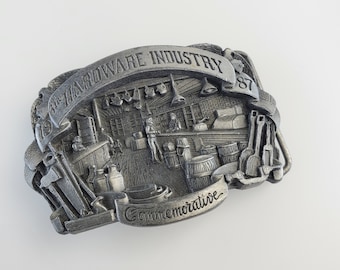 Vintage 80's Siskiyou Pewter Belt Buckle The Hardware Industry Commemorative Buckle.