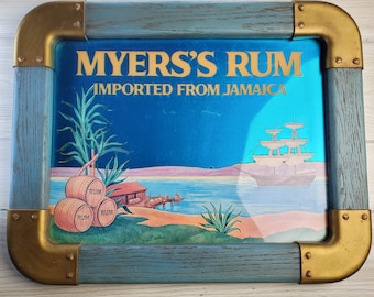Espejo publicitario de bar, ron Myers's vintage importado de Jamaica, 19,5 x 15,5.