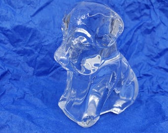 Vintage Clear Glass Federal Mopey Puppy Dog Candy Dispenser Figural. 3" tall.