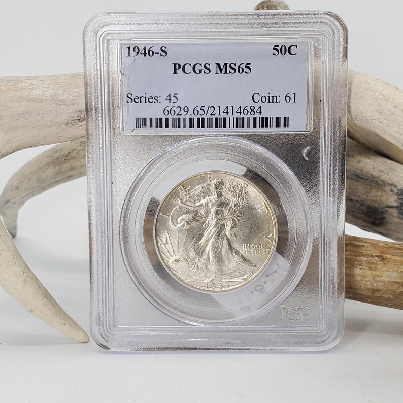 PCGS Graded 1946 D Walking Liberty Silver Half Dollar. MS65. Slabbed ...