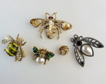 Vintage MCM Jelly Belly Brooch Insect Pins priced Separately.  Read descriptions. Bumblebee. Butterfly. Ladybug.