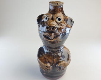 Vintage Marie Rogers Pottery Face Jug Southern Folk Art Figurine/ Jar 4.5" tall. Read description. Figural.