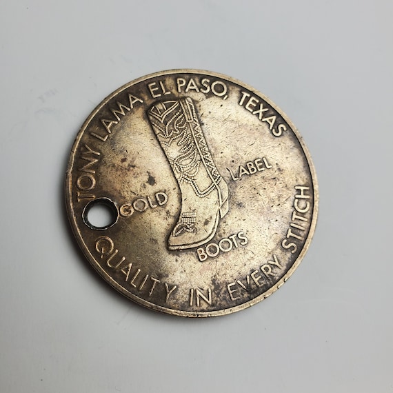 Rare Vintage 1971 Tony Lama Boot Company Brass Keycha… Gem
