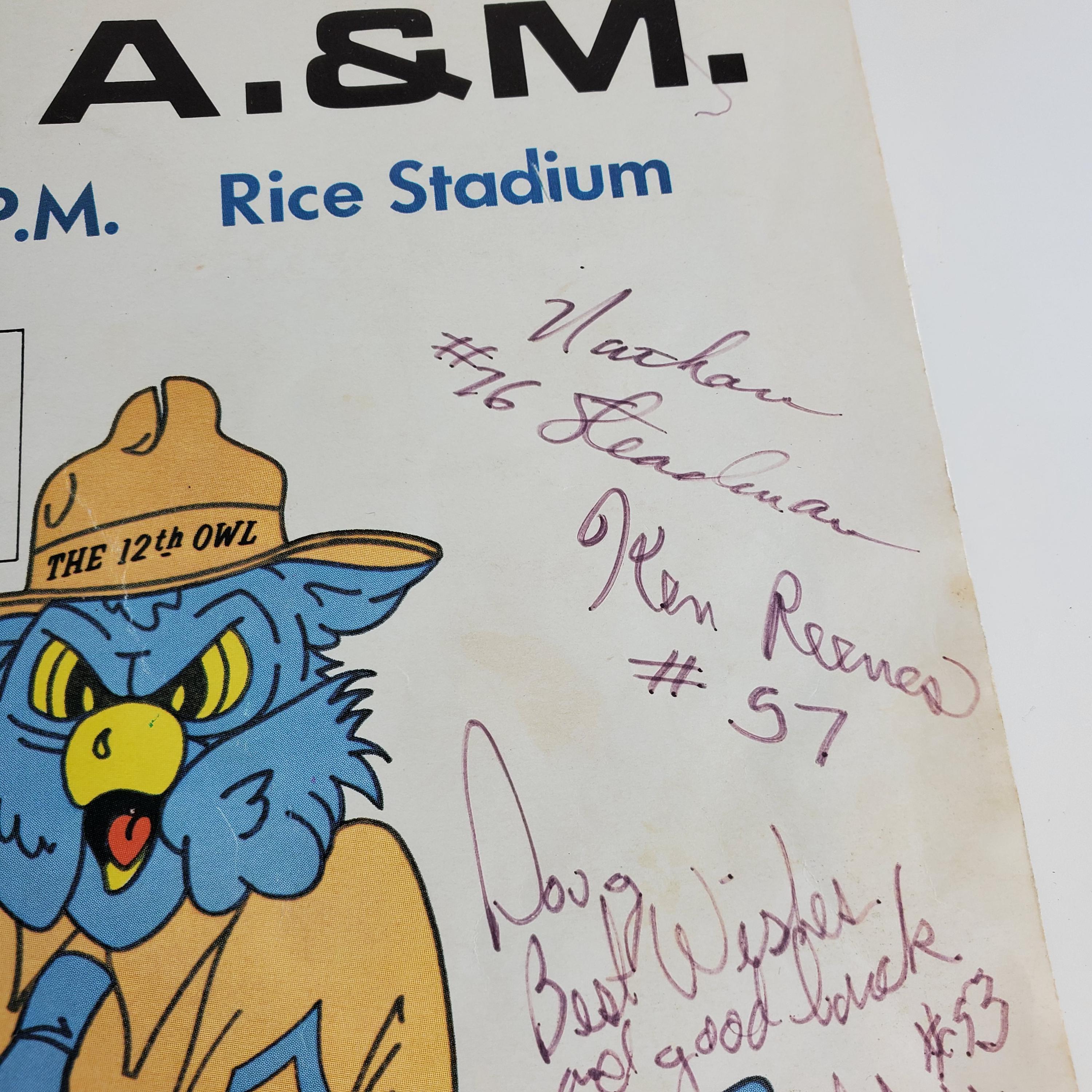 1983 Signed Rice Owls Vs. Texas A&M Aggies Football Oct 22, 1983 ...