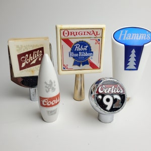 Vintage Beer Tap Pull Handle Pabst PBR Hamms Schlitz Coors Oertels 92. Lucite. Chrome. Ceramic.