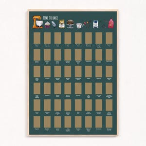 Baking Scratch Off Poster - Star Baker, Baking challenge, Baking poster,