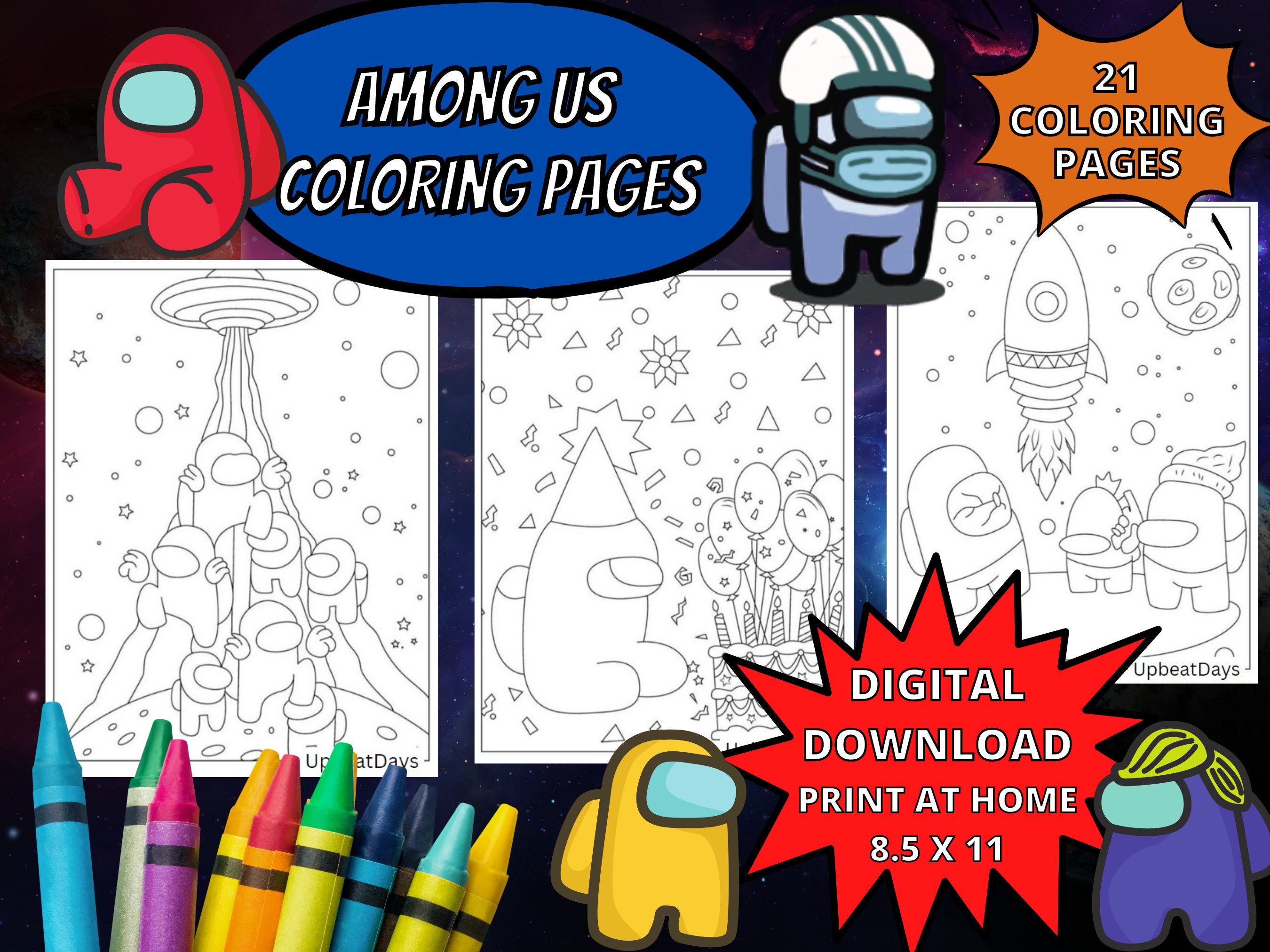 Among Us Coloring Book : Over 33 Pages of High Quality Among us coloring  Images Crewmate or Sus Impostor For Kids And Adults, New Coloring Pages,  Another Way to Enjoy This Game