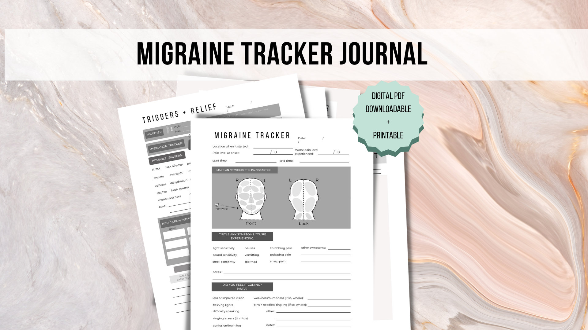 Migraine Tracker Journal Printable PDF Downloadable - Etsy España
