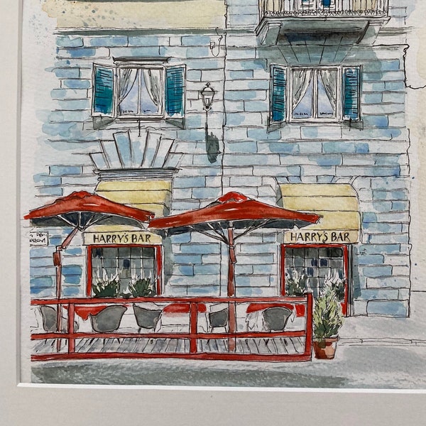 8 'Harry's Bar' - Giclee print of my original watercolour. Probably the most famous bar in Florence.