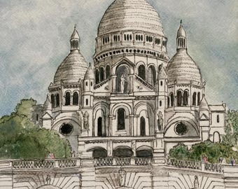 SKU 21 Giclee print of Sacre Coeur in Paris from my own original waterdolour.