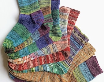 Calcetines de lana tejidos a mano, regalo de punto, patrón único