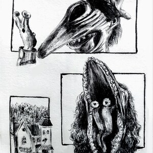 Beetlejuice Print: Barbara and Adam Ink Artwork