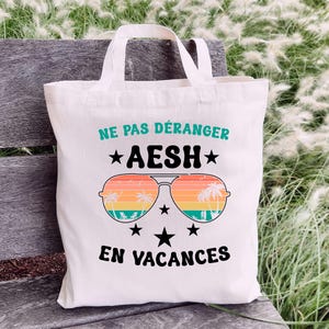 Tote bag AESH en vacances – Cadeau fin d’année scolaire AVS, sac été avec lunettes rétros