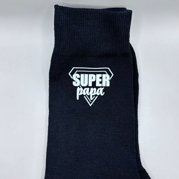 Chaussettes personnalisées papa - super papa - cadeau original fête des pères  - paire de chaussettes homme - Idée cadeau noël