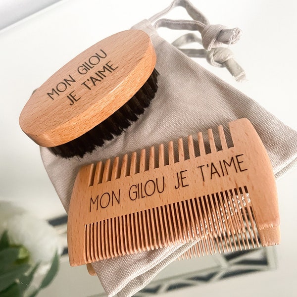 Beard kit with comb and brush to personalize